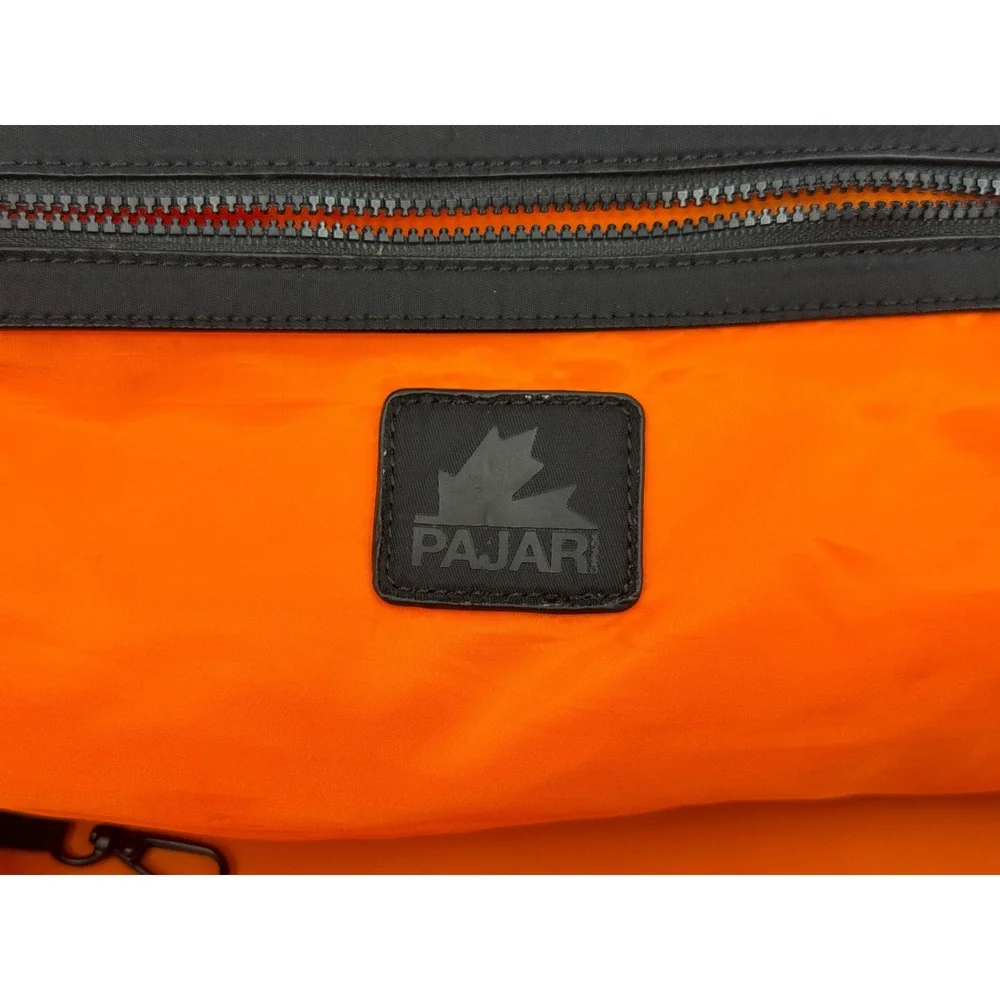 Pajar Canada Black Quilted Puffer Duffel Bag Orange Lining Travel Gym CA56188